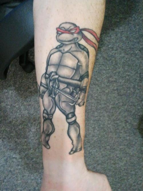 fuckyeahtattoos:  Hey all this is my TMNT tattoo, done by Jimmy at Holdfast tattoo in Perth, Australia. Super cool guy and when it was finished he said “cowabunga!” haha. Raphael’s the best! 