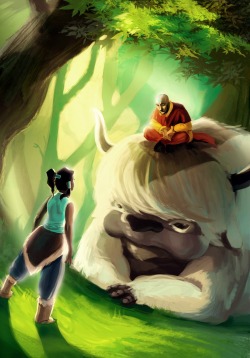 youngjusticer:  Inside the Spirit World. Korra Visits Aang, by Tracy Munch. 