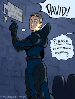 tally-art:  David from Prometheus.  Faaavorite character &lt;3 I drew a bunch of (SPOILERY) reaction comics to the movie you can read here. 