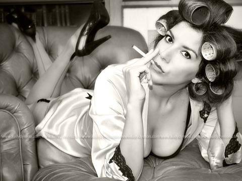 Porn Pics smoking in curlers
