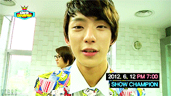 gongchanbaragi:  [B1A4 for Show Champion]  Gongchan had the shortest message/screen time but that smile ;~; I wanna punch him in the face ;A; I dun wanna be Gongchan biased again >~< noooooooooooo. /wrist And Duckie looks more handsome every time
