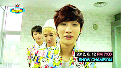 gongchanbaragi:  [B1A4 for Show Champion]  Gongchan had the shortest message/screen time but that smile ;~; I wanna punch him in the face ;A; I dun wanna be Gongchan biased again >~< noooooooooooo. /wrist And Duckie looks more handsome every time