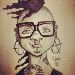 bazookamonster:  #Doodle of the day: Random #Afropunk chick. Just trying to rediscover my #style and work more with #brush #pens. Pulled some influences from Wet Moon while sketching her up. #art #concept #illustration  (Taken with Instagram)