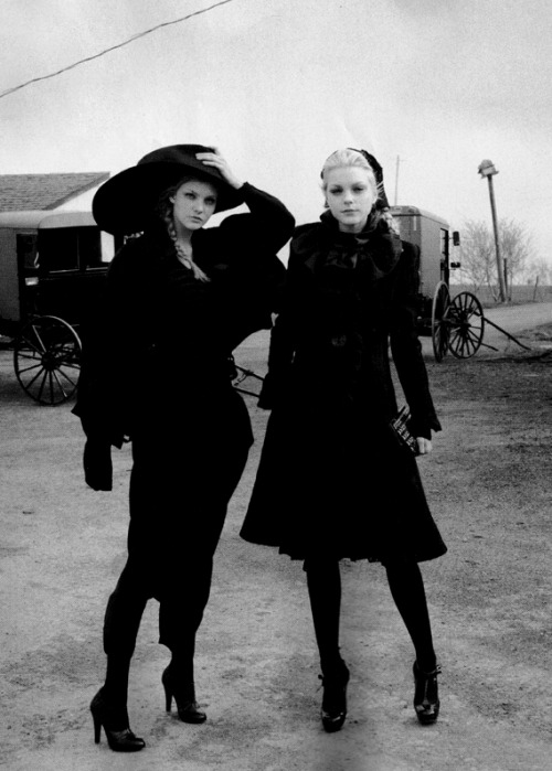 Jessica Stam and Caroline Trentini shot by Peter Lindbergh for Harper’s Bazaar October 2006