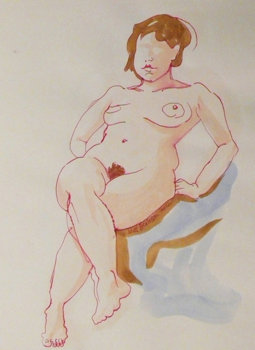 More figure drawing that I did at the open figure session at the Eliot School in JP.  11x14" paper, mostly ink and watercolor