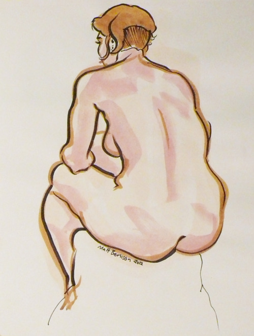 More figure drawing that I did at the open figure session at the Eliot School in JP.  11x14" paper, mostly ink and watercolor