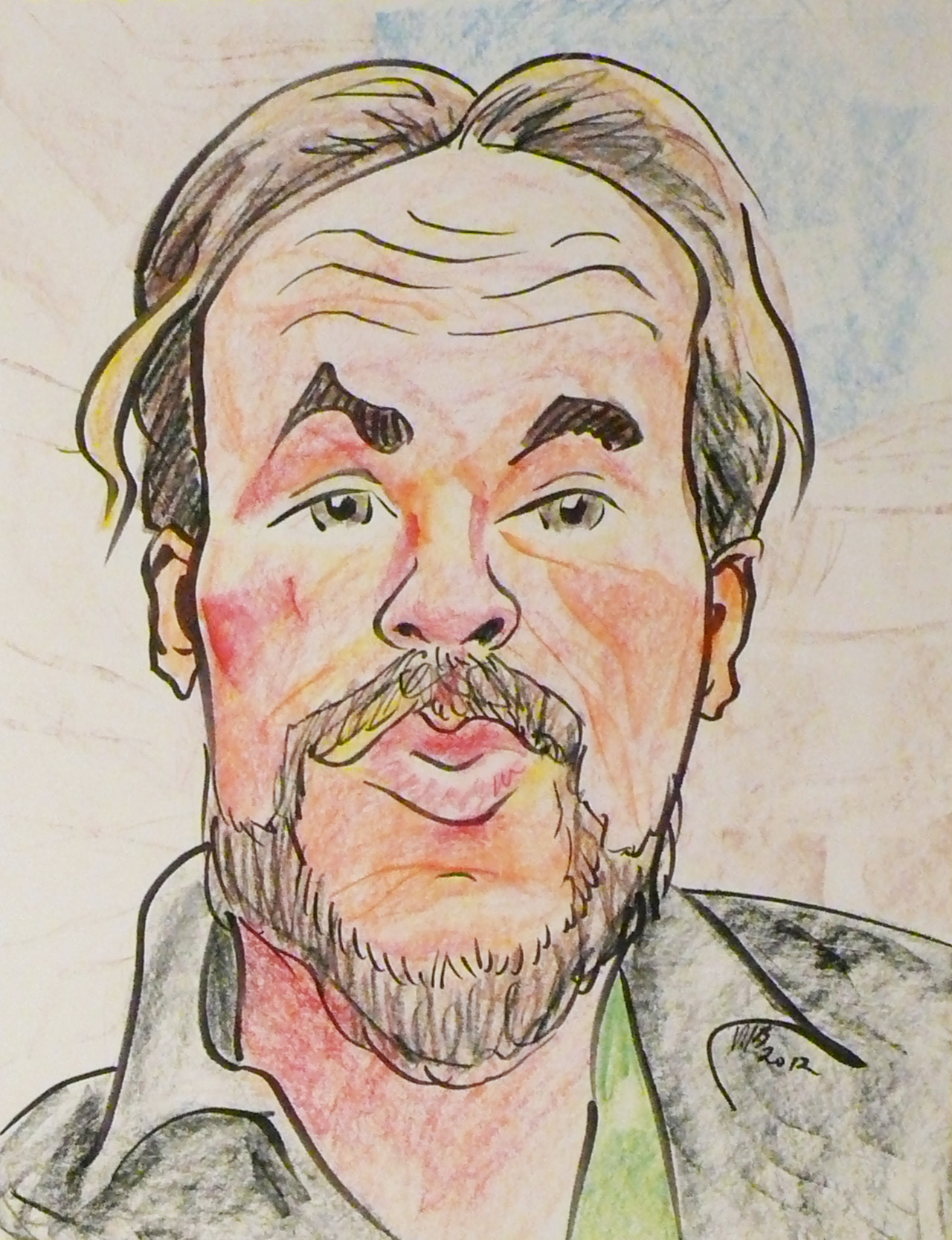 14&quot;x11&quot; caricature self portrait.   Utrecht black design marker