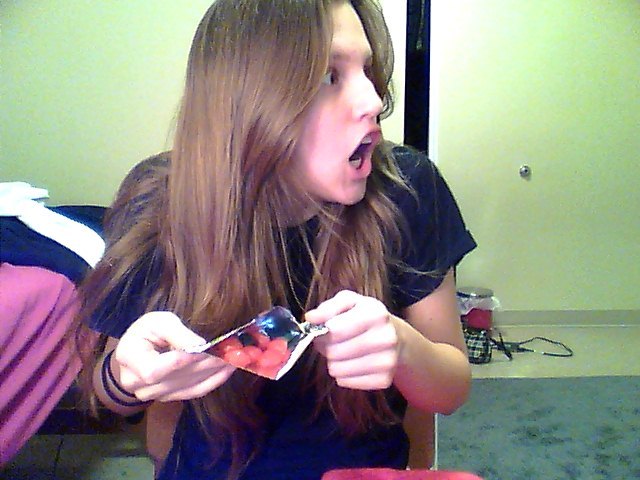 humperfickle:  I JUST OPENED THE BEST PACKET OF GUSHERS. TWO BLUE AND THE REST PINK