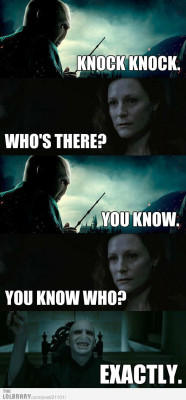 ipostfunnystuff:  Voldemort Knock Knock JokeFollow