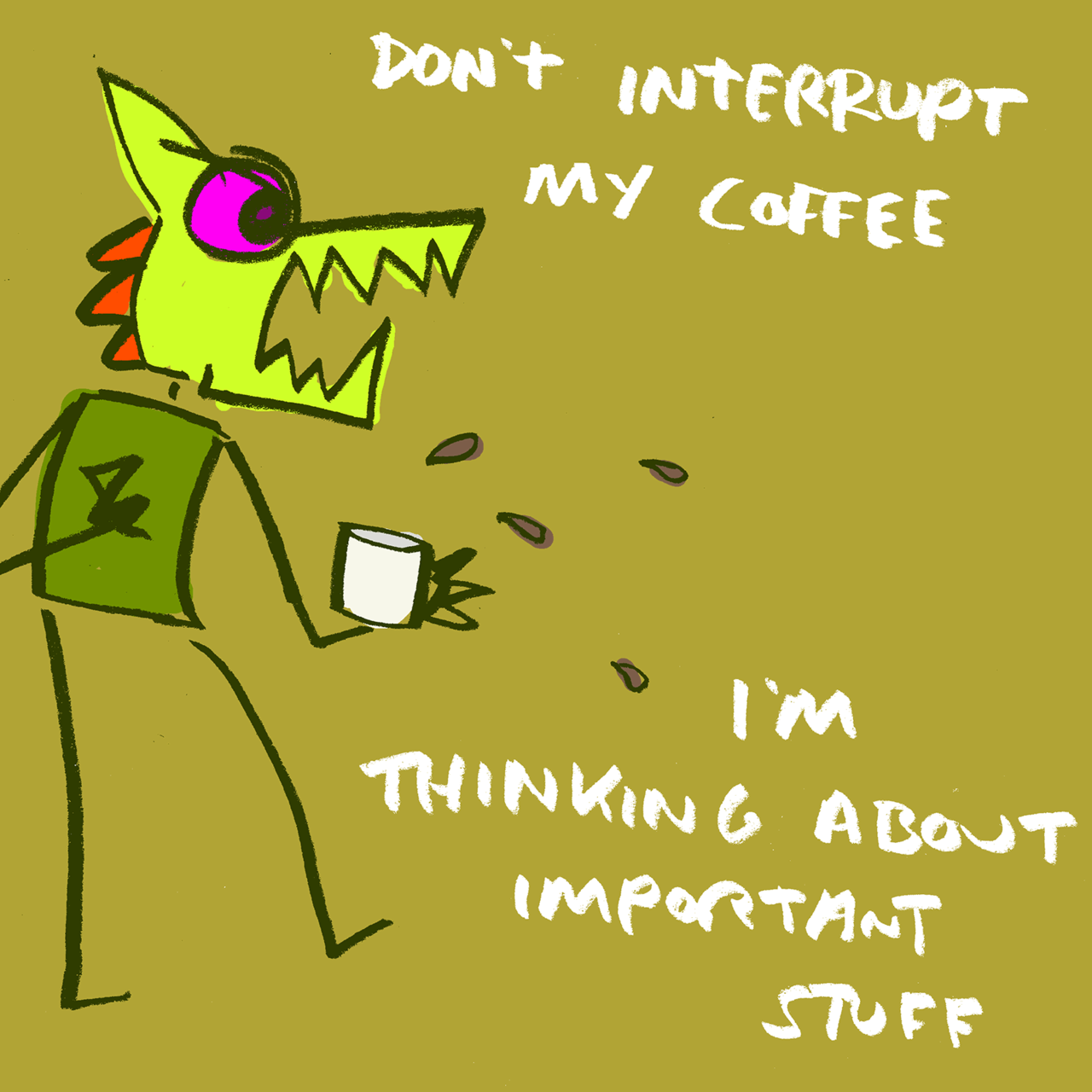 explodingdog:  Crazy Monster’s morning coffee  heyy-ohh