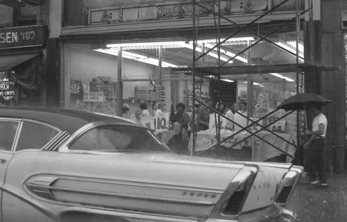 retronewyork: New York City during a heavy rainstorm, 1967 by gbaku on Flickr.