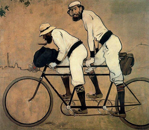 artemisdreaming:  Ramon Casas and Pere Romeu on a Tandem, 1897 Ramon Casas i Carbó
