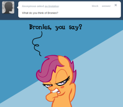 applebeansokay:  kinkiepied:  ax-brutaloo:  Pant… Pant… Pant… Yeah. Bronies. Sexy. Mmm.  This seriously is like my favorite blog, if it wasnt for surprise…then this would easily take its place.  scootaloo is hot  godDAMN XD Amazing. Scootaloo