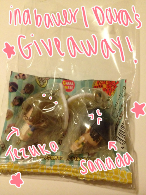 inabauer:  so remember a long time ago i said i’d do a giveaway.. well…here it is! i finally reached 250 follows holy crap you’ll get the chance to win these lovely tezuka and sanada charamates! prince of tennis charamates are LOONG out of print,