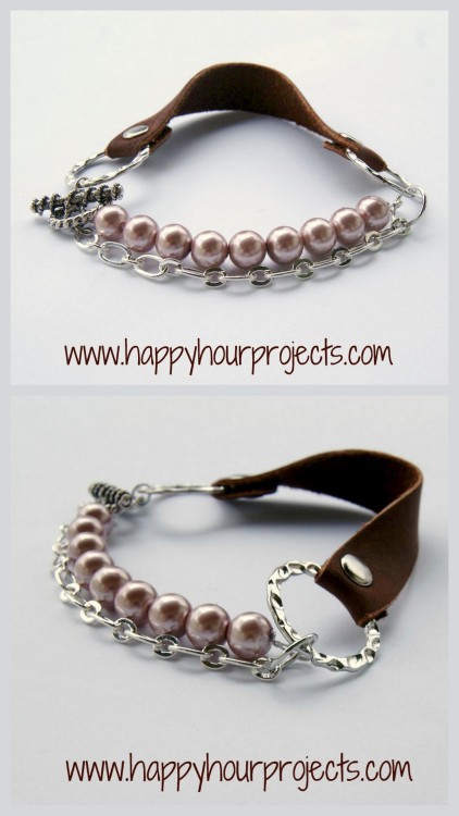 DIY Leather Chain Beaded Bracelet Tutorial. Tutorial from Happy Hour Projects here. *If you ever hav