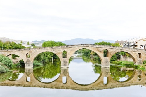 Romanesque bridge over Arga river (early 11th century) Puente La Reina (Navarra, Spain)