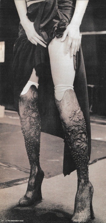 theoddmentemporium:  rafflesbizarre:  Wooden prosthetic legs.  Alexander McQueen