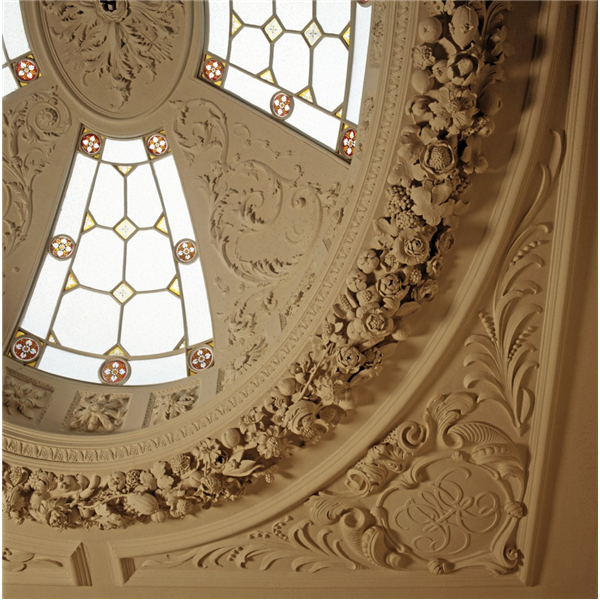 a-l-ancien-regime:  Farnborough Hall The skylight with rococo plasterwork and coloured