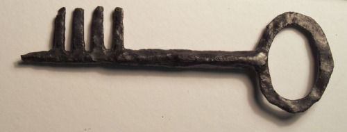 Key 1100 - 1250. An iron rotary door-key, from the inner Bailey of Conisbrough Castle. The key would