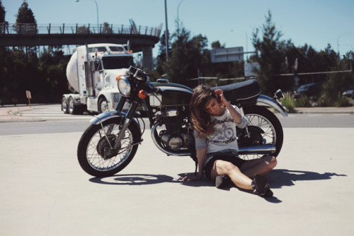 Honda motorcycle girl- fashion photography by Nirrimi (deviantart).