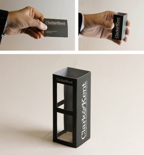 laughingsquid:  Ad Agency Clark&Kent Creates Pop-Out Phone Booth Business Cards  Excelente