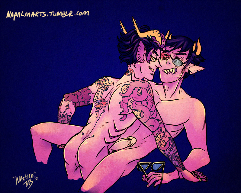napalmarts:   Kino wanted Eridan topping! Hehe, so I drew her Eridan topping.  Turned