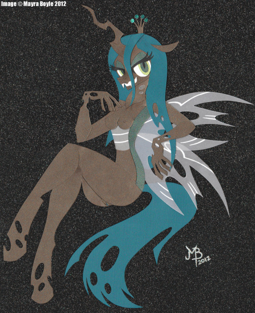 AC2012 ARTSHOW: Queen Chrysalis - by Huskie666 paper cutout art!