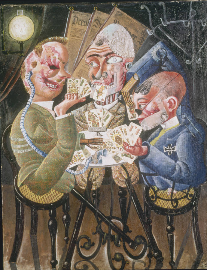archives-dada:   Otto Dix, Skat Players (Die Skatspieler), 1920. Oil on canvas with