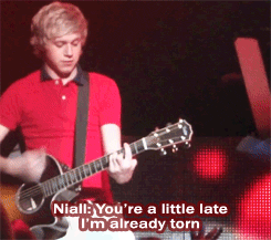 nialler&ndash;ate-my-url:   larrystylinsontho: Niall couldn’t sing Torn with