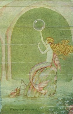 sailorgil:  ” Playing With The Bubbles “  ….  Postcard (Circa 1920’s) ….. Artist:  Ida Rentoul Outhwaite 