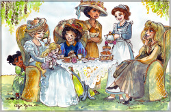 para-moriarty:  sherlocked-inside-the-tardis:  why-am-i-narrating:  tennesseantraditions:  teenytangledaddiction:  “The brief was to portray Disney princesses enjoying a little tea party but they all had to be portrayed the same age as their respective