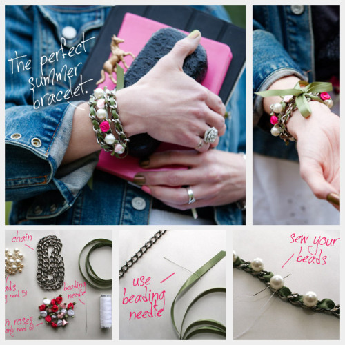 DIY Embellished Ribbon Wrapped Chain Bracelet Tutorial. This is one of my favorite wrap bracelets th