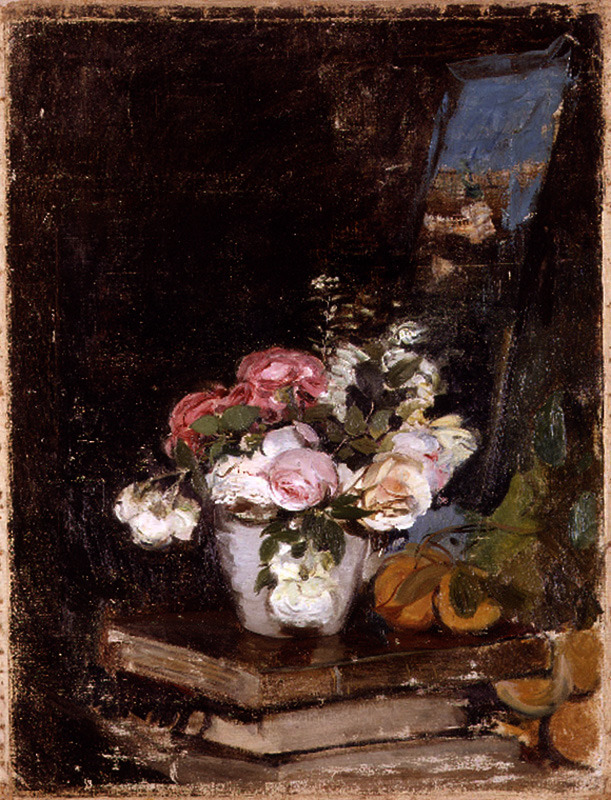poboh:  Flowers and books, Ignacio Pinazo Camarlench. Spanish (1849 - 1918) 