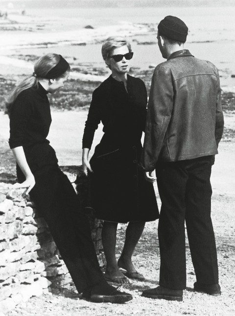 Liv Ullman, Bibi Andersson and Ingmar Bergman on the set of Persona (1966). #fucking scandinavians