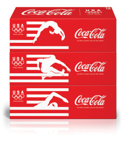 definitelyoriginalurl:  Turner Dockworth has designed 8 limited edition coca-cola cans (6 pictured here) each depicting an athlete performing one sport. The use of the stripes are to convey movement and context of depicted sport. 