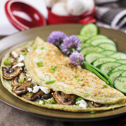 Mushroom, Green Onion, And Goat Cheese Egg White Omelet