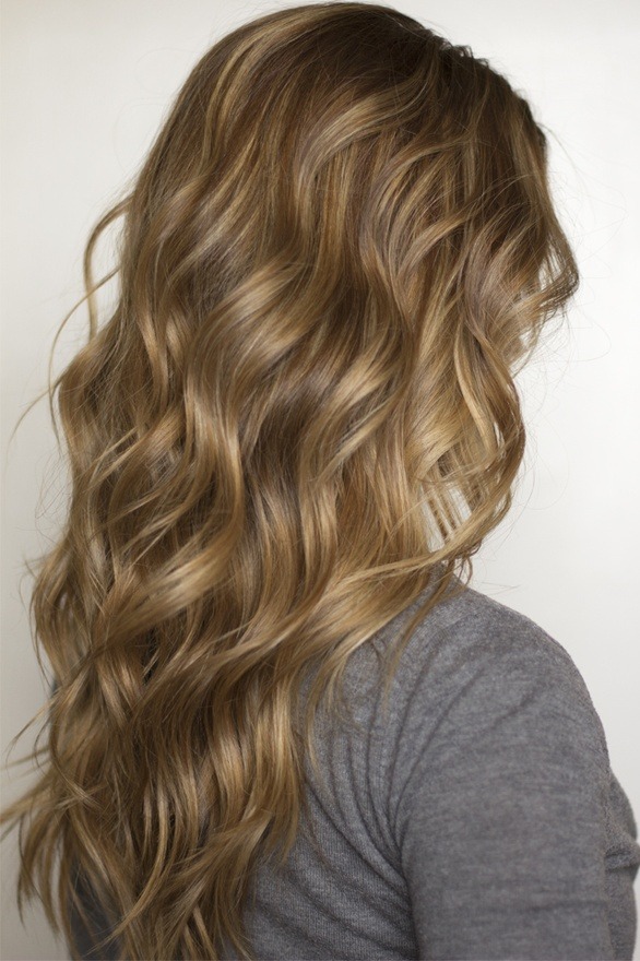 Shoulder length blonde curly hair