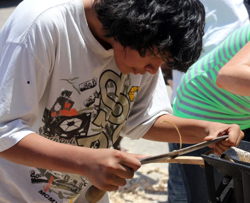 Bow Making Camp at Oglala Lakota College in Kyle, SD. Young Lakota Warriors.