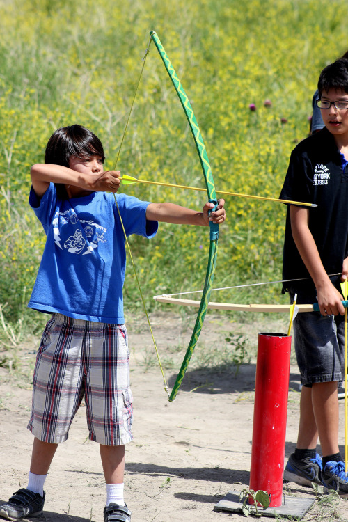 Bow Making Camp at Oglala Lakota College in Kyle, SD. Young Lakota Warriors.