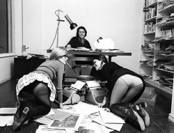 Eixerides: Publisher Jorge Herralde With His Secretaries Coral Majó And Ana Bohigas.