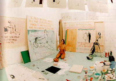  In 1996, Tracey Emin lived in a locked room in a gallery for fourteen days, with