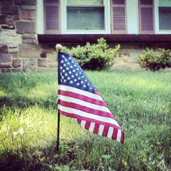 My dad trying to be patriotic lol (Taken with Instagram)