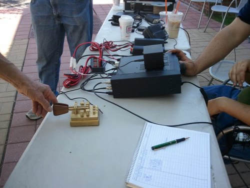Just A Typical Saturday In Our Courtyard Calling Ohio Using Morse Code.
