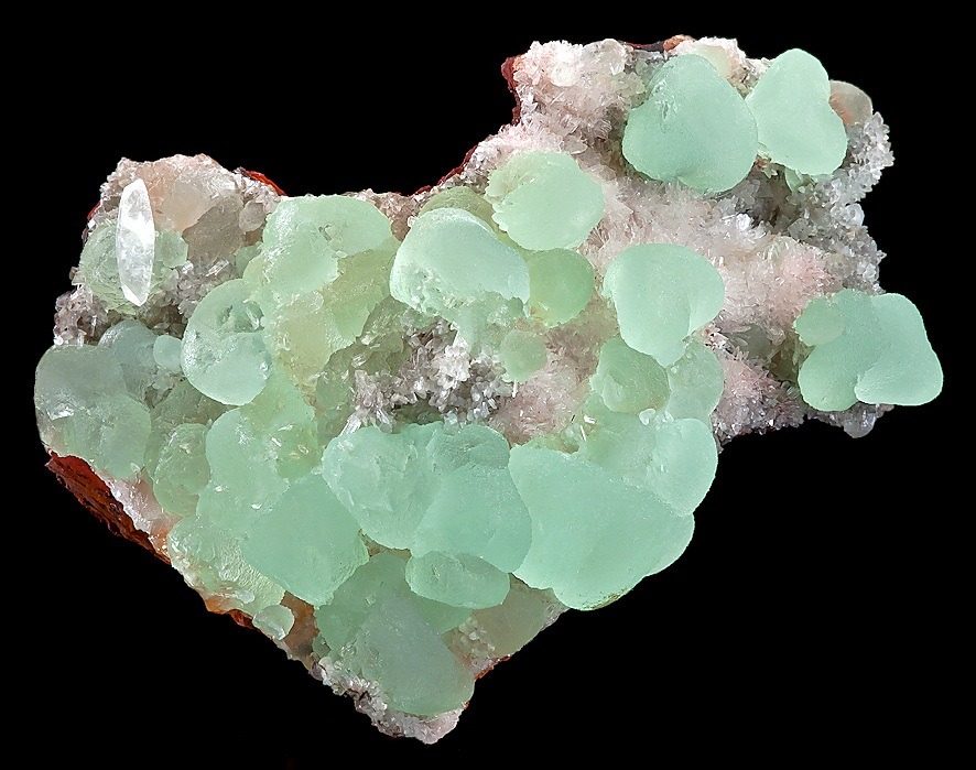 Mint-green Smithsonite on clear Hemimorphite crystals