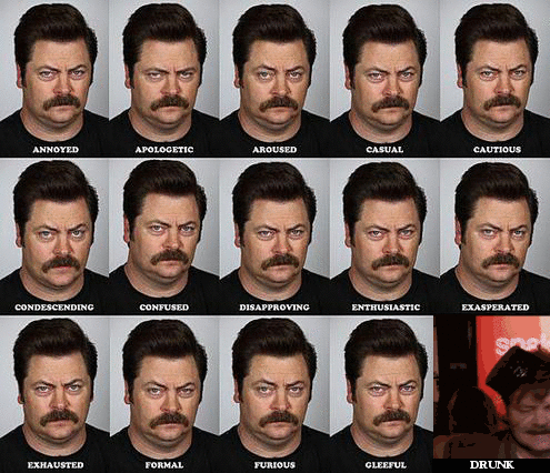 panchoracer:  frenchetoast:  The emotions of Ron Swanson.  Ron Fucking Swanson is