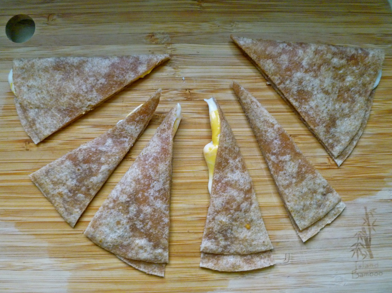 lovely lunches: quesadilla made up of swiss and cheddar flavoured rice cheese melted in a whole wheat tortilla