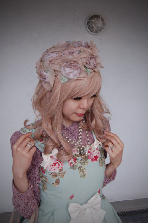 herajika: Mary Magdalene teal Milrose JSK with a vintage mauve lace blouse ♥