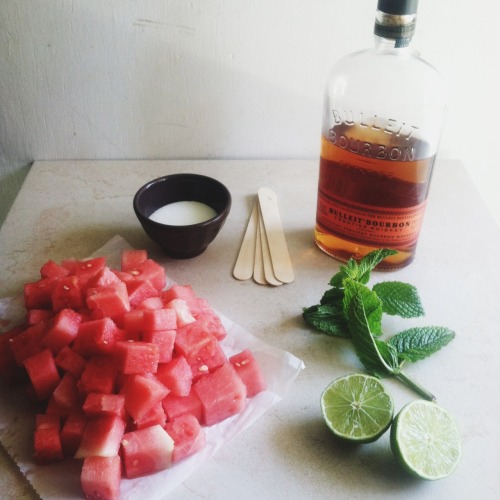 wollmaus:   Watermelon Mint Julep Pops | via A Cozy Kitchen    