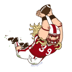 astropolice:  I think Morgan once said that Quarterback!Thor would probably tear up the entire goddamn field every time he made a dive touchdown.  Naturally I agree. 