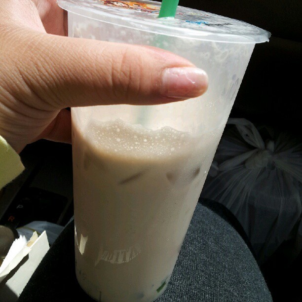 Lavander milk tea with green tea jelly. Yum. (Taken with Instagram)